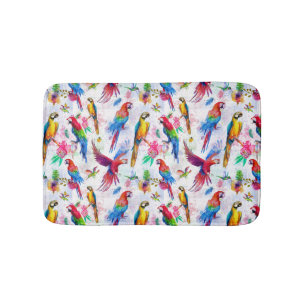 Watercolor Style Parrots Bath Mat