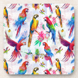 Watercolor Style Parrots Coaster