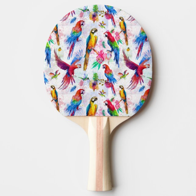 Watercolor Style Parrots Ping Pong Paddle (Front)