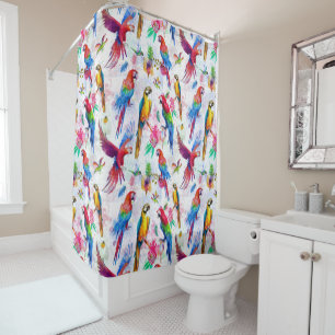 Watercolor Style Parrots Shower Curtain