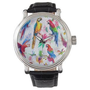 Watercolor Style Parrots Watch