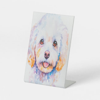 Watercolor style puppy pedestal sign