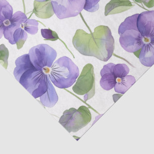 Watercolor Style Purple Pansy Type Flowers  Tissue Paper