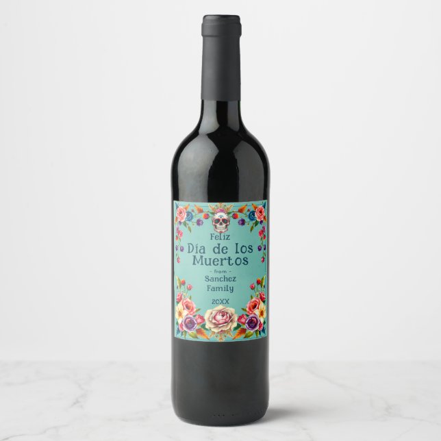 💀🎉Watercolor style Rest in Riesling Wine Label (Front)