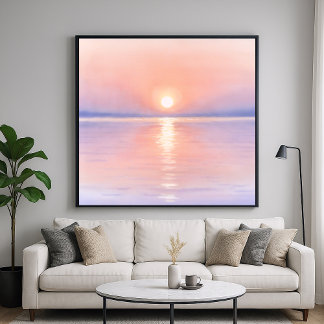 Watercolor Style Sun - Seascape Art Poster