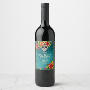 💀🎉Watercolor style Teal Temptation Wine Label