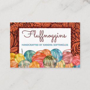 Watercolor style yarn knitting crochet homespun business card