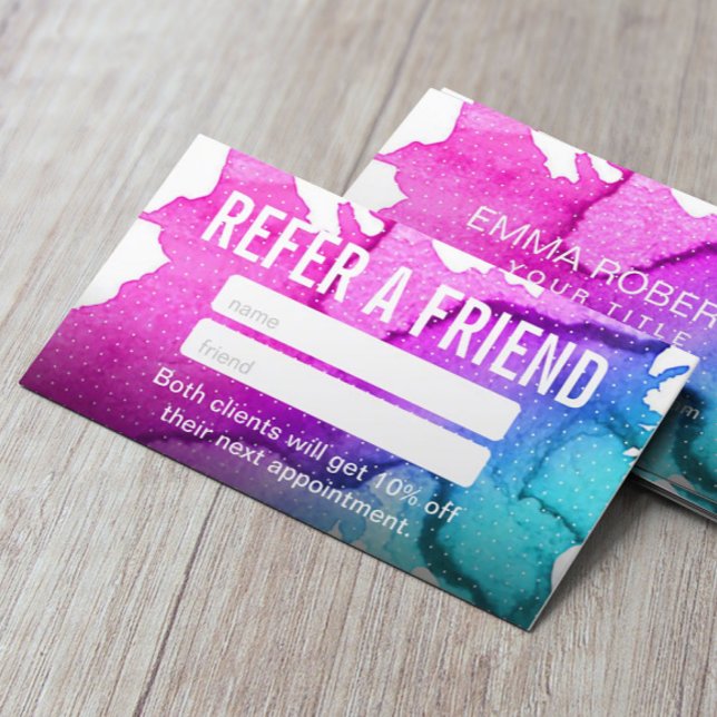 Watercolor Stylish Beauty Salon & SPA Referral Card (Creator Uploaded)