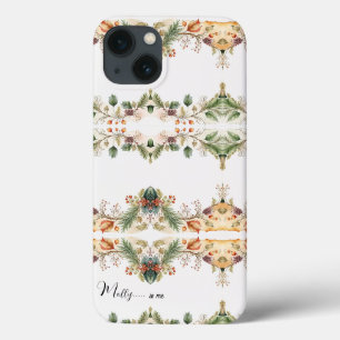 Watercolor stylish Floral Line Custom Text iPhone 13 Case