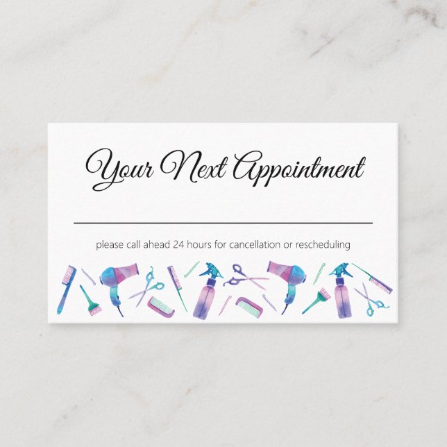 Watercolor Stylist Appointment Card (Front)