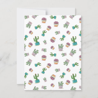 Watercolor Succulent and Cactus Plant Pattern Postcard