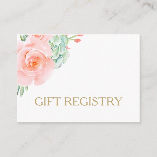 Watercolor Succulent Blush Floral Elegant Wedding Enclosure Card (Front)