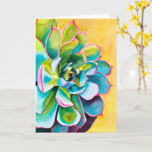 Watercolor succulent botanical card