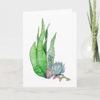 Watercolor Succulent Botanical Greenery Card