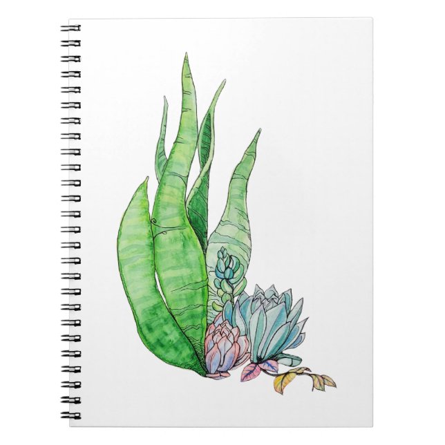Watercolor Succulent Botanical Greenery  Notebook (Front)