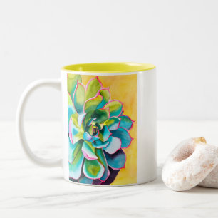 Watercolor succulent botanical Two-Tone coffee mug