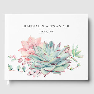 Watercolor Succulent Botanical Wedding Guest Book