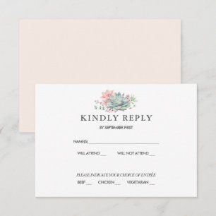 Watercolor Succulent Botanical Wedding RSVP Card
