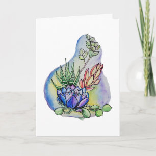 Watercolor Succulent Bouquet Illustration Card