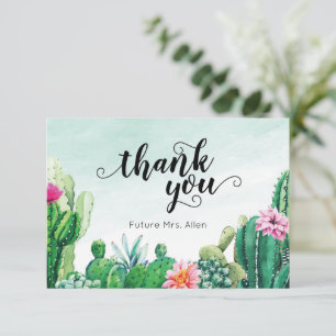 Watercolor Succulent Bridal Shower Flat Thank You