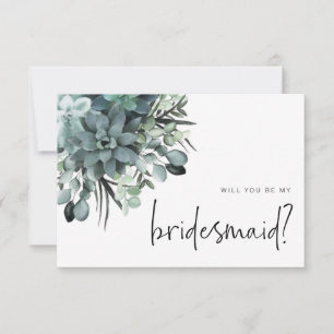 Watercolor Succulent Bridesmaid Proposal Note Card
