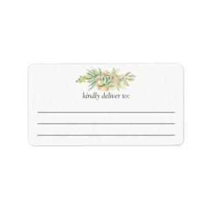 Watercolor Succulent Cactus Large Write-On Address Label