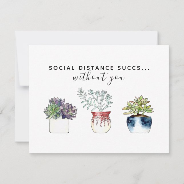 Watercolor Succulent Cactus Social Distance Card (Front)