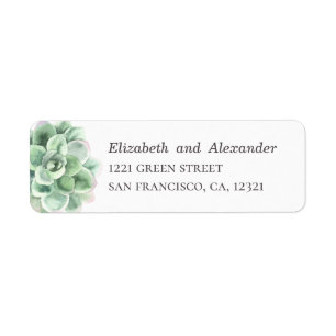 Watercolor succulent. Cactus. Wedding address