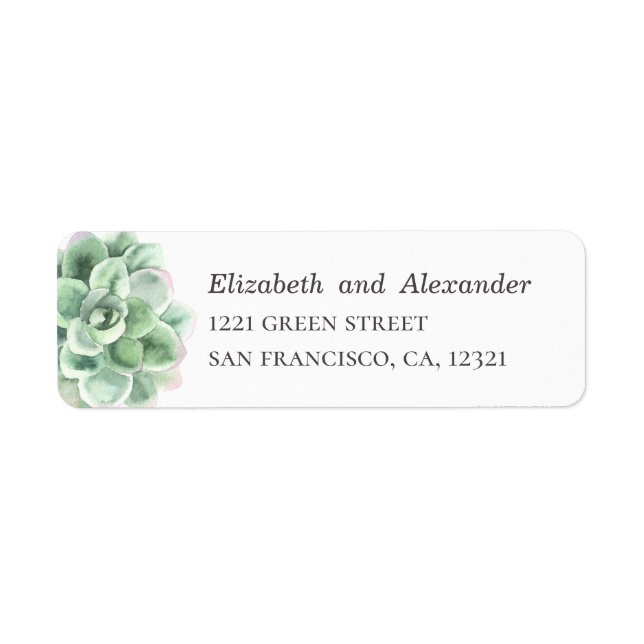Watercolor succulent. Cactus. Wedding address (Front)