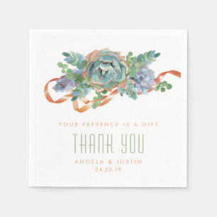 Watercolor Succulent Cluster Wedding 2 Napkin