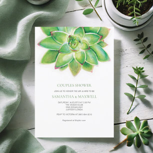 Watercolor Succulent Couples Shower Invitation
