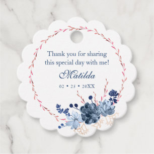Watercolor Succulent Floral Botanical Bat Mitzvah Favour Tags