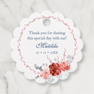 Watercolor Succulent Floral Botanical Bat Mitzvah Favour Tags