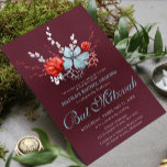 Watercolor Succulent Floral Botanical Bat Mitzvah Invitation<br><div class="desc">This design features an elegant watercolor succulent floral bouquet in soft blue and silver with a vibrant red flowers on a burgundy shimmer background with your Bat Mitzvah Invitation information below. Personalise by editing the text in the text boxes. Designed for you by Evco Studio www.zazzle.com/store/evcostudio #batmitzvah #invite #invitation #succulent...</div>