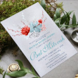 Watercolor Succulent Floral Botanical Bat Mitzvah Invitation<br><div class="desc">This design features an elegant watercolor succulent floral bouquet in soft blue and silver with a vibrant red flowers on a silver shimmer background with your Bat Mitzvah Invitation information below. Personalise by editing the text in the text boxes. Designed for you by Evco Studio www.zazzle.com/store/evcostudio #batmitzvah #invite #invitation #succulent...</div>