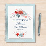 Watercolor Succulent Floral Botanical Bat Mitzvah Notebook<br><div class="desc">This design features elegant watercolor succulent floral bouquets in soft blue and silver with a vibrant red flowers on a white background with a soft blue shimmer border. Personalise with your Bat Mitzvah details by editing the text in the text boxes. Designed for you by Evco Studio www.zazzle.com/store/evcostudio #mitzvah #batmitzvah...</div>