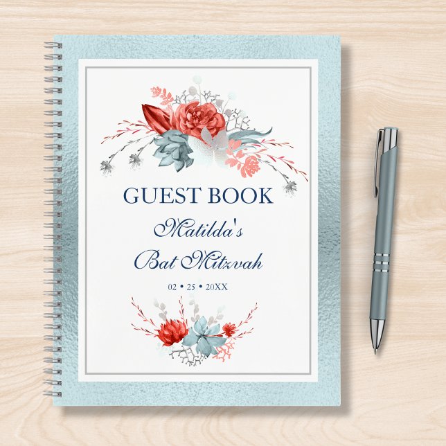 Watercolor Succulent Floral Botanical Bat Mitzvah Notebook (Creator Uploaded)