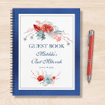 Watercolor Succulent Floral Botanical Bat Mitzvah Notebook<br><div class="desc">This design features elegant watercolor succulent floral bouquets in soft blue and silver with a vibrant red flowers on a white background with a blue shimmer border. Personalise with your Bat Mitzvah details by editing the text in the text boxes. Designed for you by Evco Studio www.zazzle.com/store/evcostudio #mitzvah #batmitzvah #eventplanner...</div>