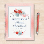 Watercolor Succulent Floral Botanical Bat Mitzvah Notebook<br><div class="desc">This design features elegant watercolor succulent floral bouquets in soft blue and silver with a vibrant red flowers on a white background with a coral shimmer border. Personalise with your Bat Mitzvah details by editing the text in the text boxes. Designed for you by Evco Studio www.zazzle.com/store/evcostudio #mitzvah #batmitzvah #eventplanner...</div>