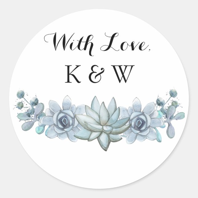 Watercolor Succulent & Flower Wedding Sticker (Front)
