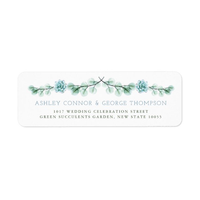 Watercolor Succulent Garden Summer Wedding Address (Front)