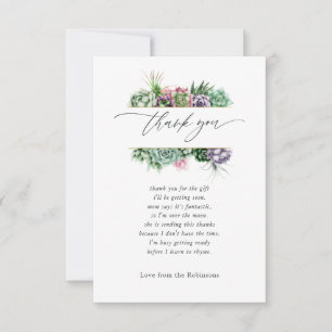 Watercolor Succulent Geometric Baby Shower Thank You Card