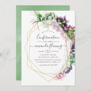Watercolor Succulent Geometric Confirmation Invitation