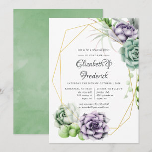 Watercolor Succulent Geometric Rehearsal Dinner Invitation