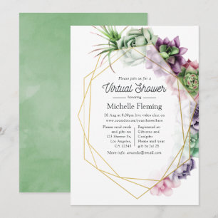 Watercolor Succulent Geometric Virtual Baby Shower Invitation