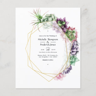 Watercolor Succulent Geometric Wedding Flyer