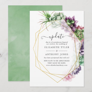 Watercolor Succulent Geometric Wedding Update Invitation