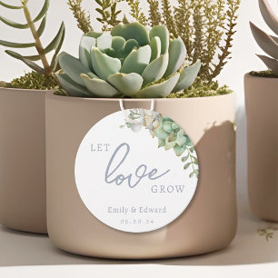 Watercolor Succulent Let Love Grow Wedding Favour Tags