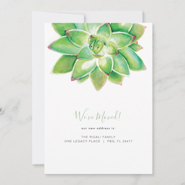 Watercolor Succulent Moving Announcement (Front)