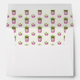 Watercolor Succulent Polka Dot Pattern Envelope